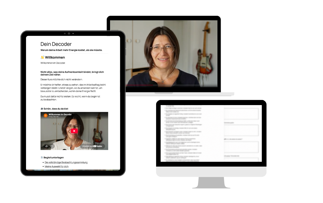 Dein Decoder Kurs auf Tablet, Laptop und Smartphone dargestellt